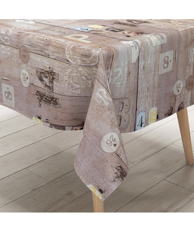 Wachstuch Tischdecke Holz Zahlen