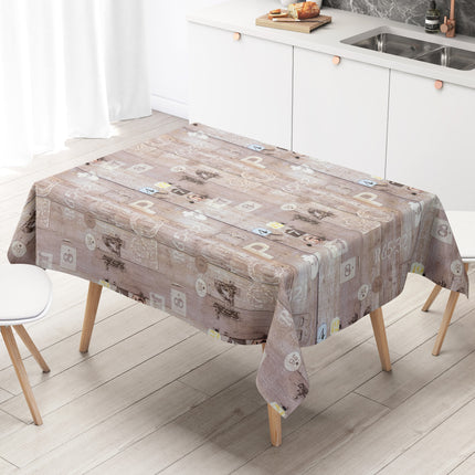 Wachstuch Tischdecke Holz Zahlen