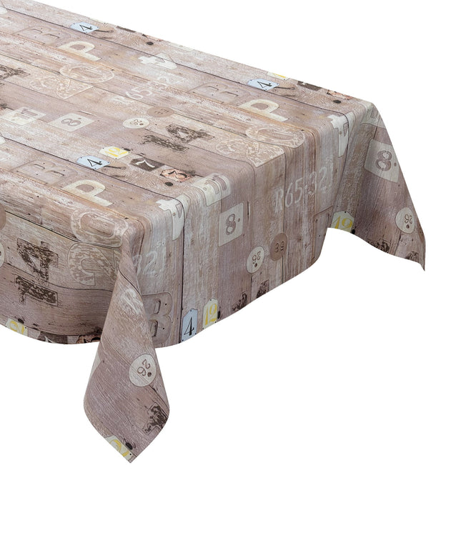 Wachstuch Tischdecke Holz Zahlen