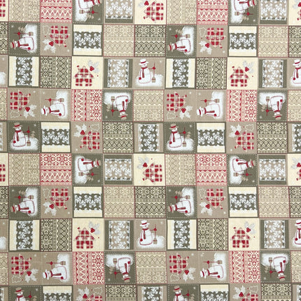 Baumwolltischdecke Weihnachten Advent ACEVINHO C-101 beige Schneemann klassik eckig rund oval