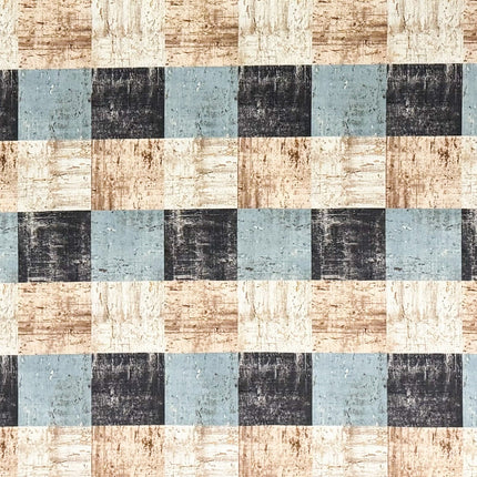 Baumwoll Tischdecke Quadrate blau beige