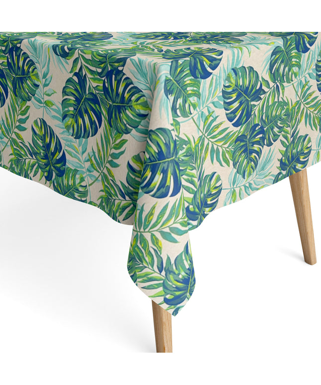 Beschichtete Baumwoll Tischdecke Dschungel türkis