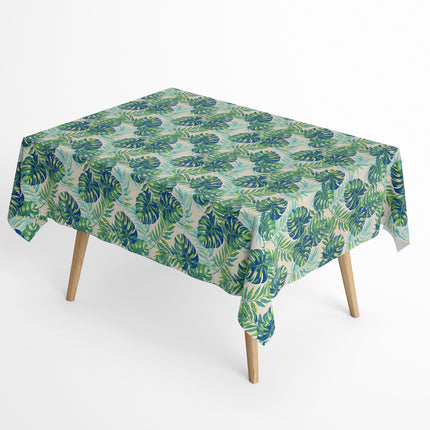 Beschichtete Baumwoll Tischdecke Dschungel türkis