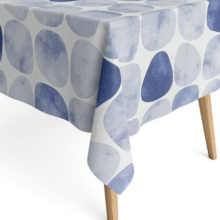 Baumwoll Tischdecke blaue Steine