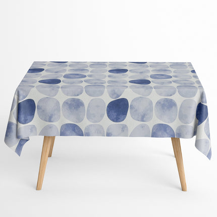 Baumwoll Tischdecke blaue Steine