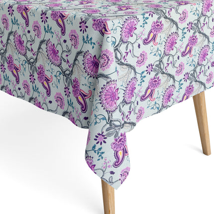 Jacquard Tischdecke aus beschichteter Baumwolle mit Fleckenschutz ARCHIE101 hellblau im Boho-Stil - Größe, Form und Einfassung frei wählbar