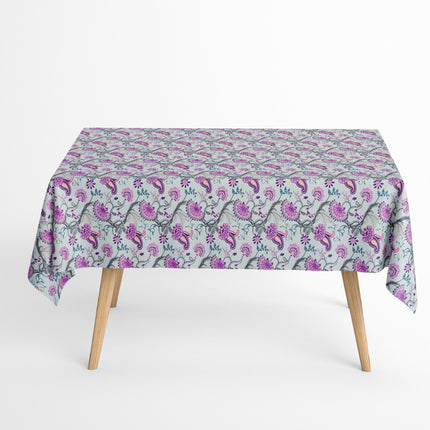 Jacquard Tischdecke aus beschichteter Baumwolle mit Fleckenschutz ARCHIE101 hellblau im Boho-Stil - Größe, Form und Einfassung frei wählbar
