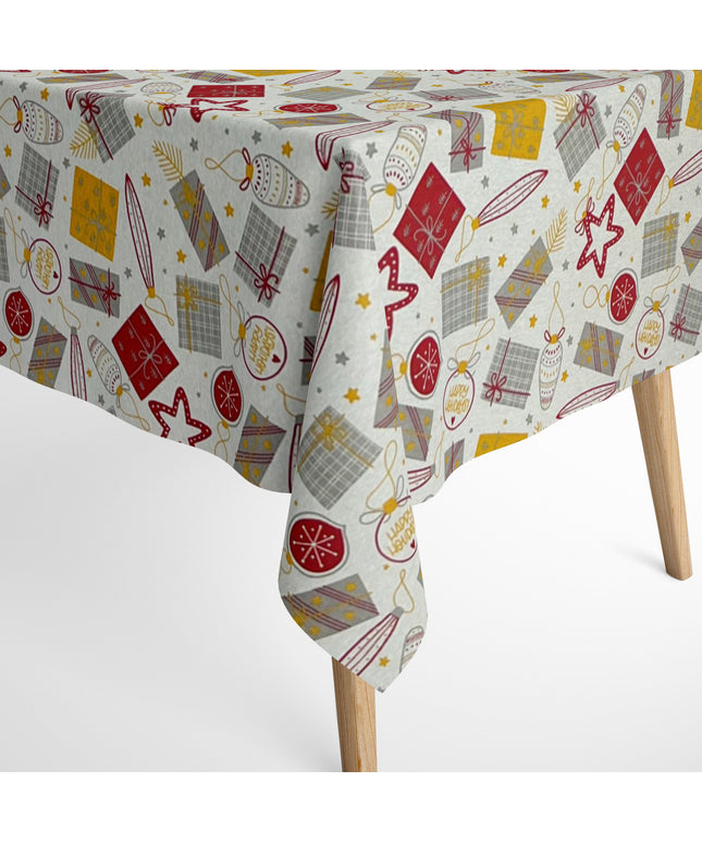 Baumwolltischdecke Weihnachten Advent ARSONA C-101 Geschenke Weihnachtskugeln eckig rund oval