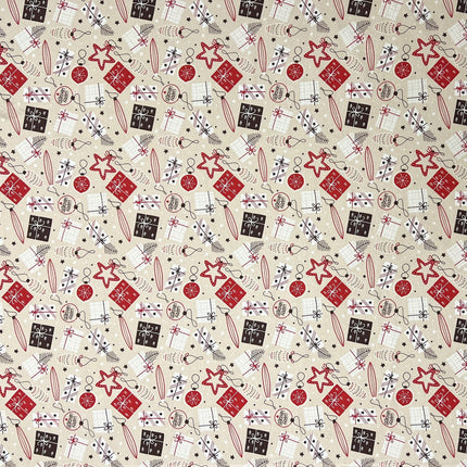 Baumwolltischdecke Weihnachten Advent ARSONA C-198 beige Weihnachtskugeln eckig rund oval