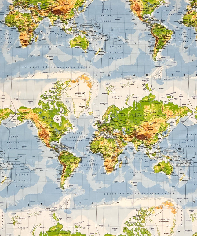 textile Tischdecke Weltkarte Atlas