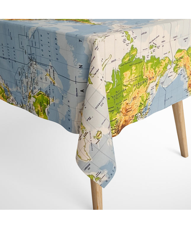 textile Tischdecke Weltkarte Atlas