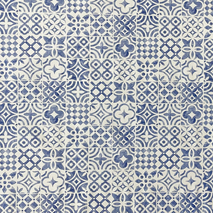 Wachstuch Tischdecke Mykonos Fliesen blau
