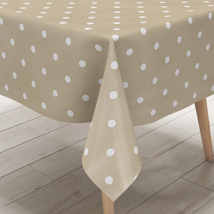 Wachstuch Tischdecke Punkte beige