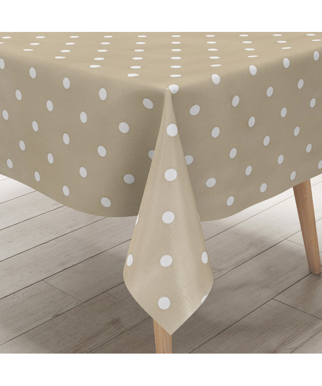 Wachstuch Tischdecke Punkte beige