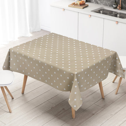 Wachstuch Tischdecke Punkte beige
