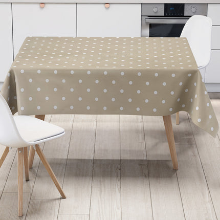 Wachstuch Tischdecke Punkte beige