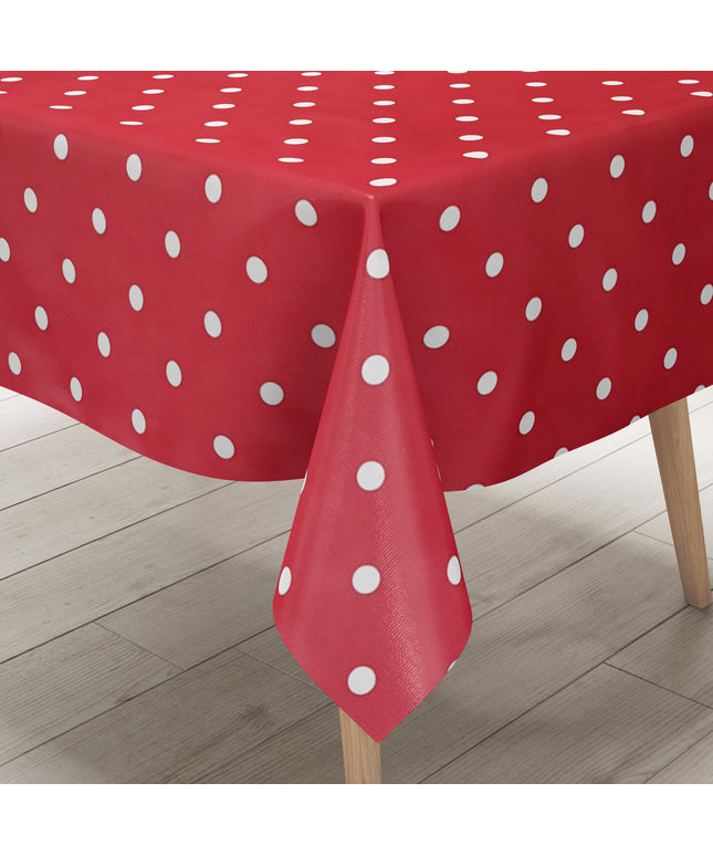 Wachstuch Tischdecke Punkte rot