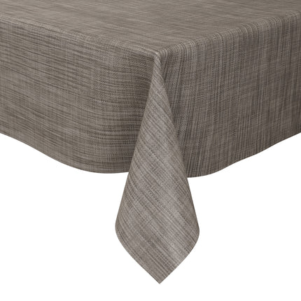 Wachstuch Tischdecke 160 cm Breite Übergröße B1778-05 grau braun Leinenoptik eckig rund oval