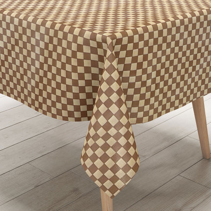 abwaschbare Wachstuch Tischdecke karo kariert beige braun kaufen