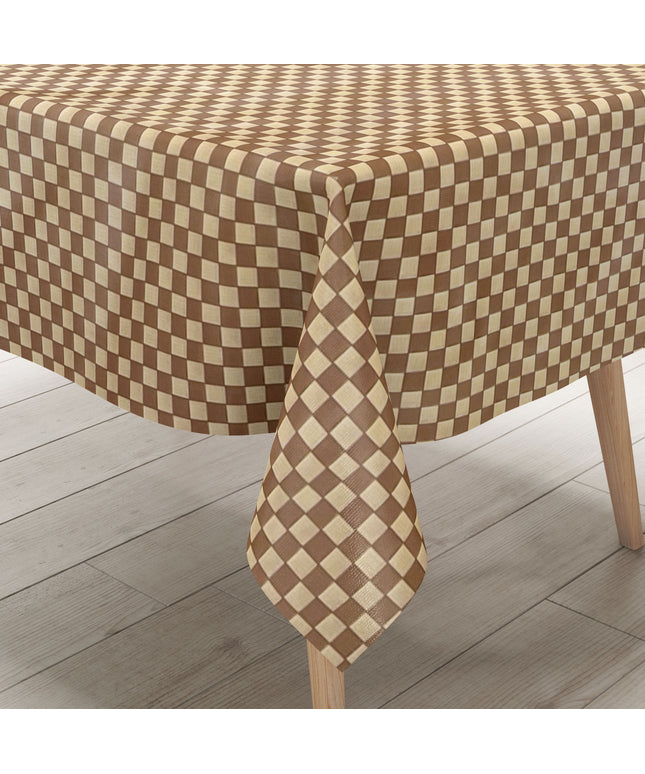 abwaschbare Wachstuch Tischdecke karo kariert beige braun kaufen