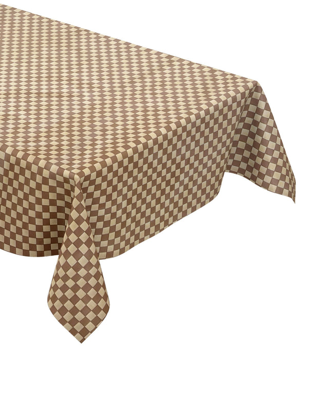 abwaschbare Wachstuch Tischdecke karo kariert beige braun kaufen