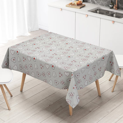 Wachstuch Tischdecke grau Landhaus Herzen