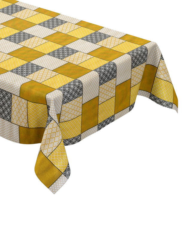 Wachstuch Tischdecke curry gelb quadrate