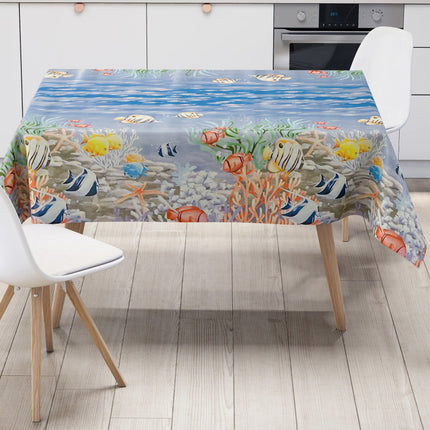 Wachstuch Tischdecke Bordürenmuster B2872-01 Südsee Meer Korallen Fische eckig rund oval