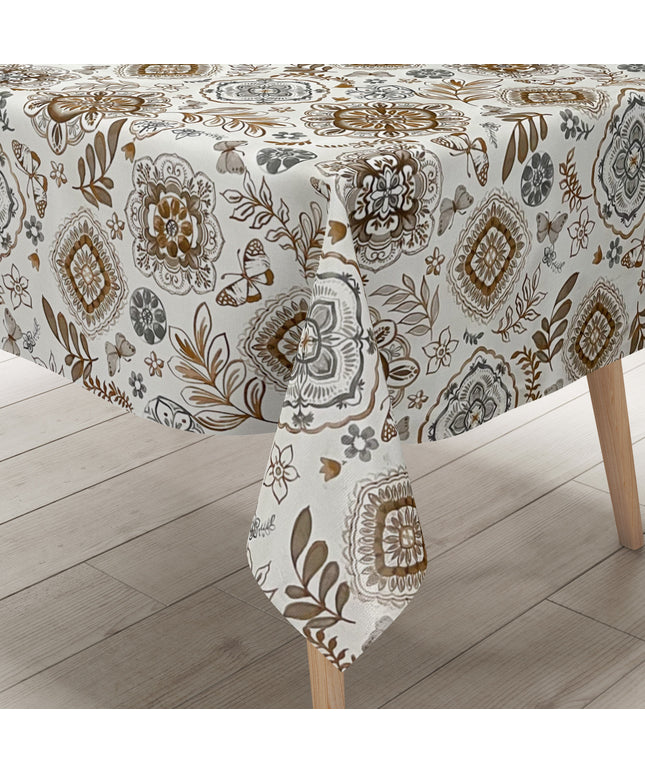 Wachstuch Tischdecke Zwiebelmuster braun