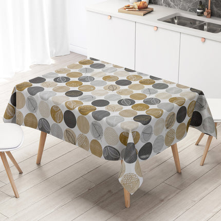 Wachstuch Tischdecke Kreise Laub braun