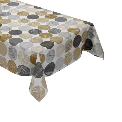 Wachstuch Tischdecke Kreise Laub braun