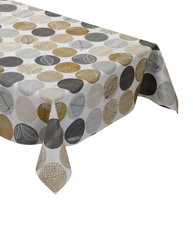 Wachstuch Tischdecke Kreise Laub braun