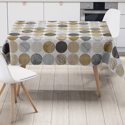 Wachstuch Tischdecke Kreise Laub braun