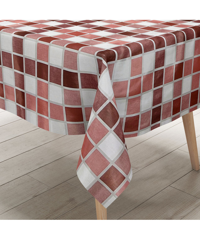 abwaschbare Tischdecke, Wachstuchtischdecke, Wachstuch, eckig rund oval Fliesen Mosaik rot bordeaux dunkelrot 