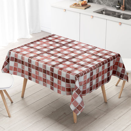 abwaschbare Tischdecke, Wachstuchtischdecke, Wachstuch, eckig rund oval Fliesen Mosaik rot bordeaux dunkelrot 