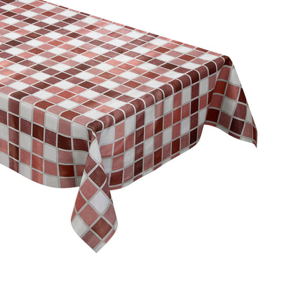 abwaschbare Tischdecke, Wachstuchtischdecke, Wachstuch, eckig rund oval Fliesen Mosaik rot bordeaux dunkelrot 