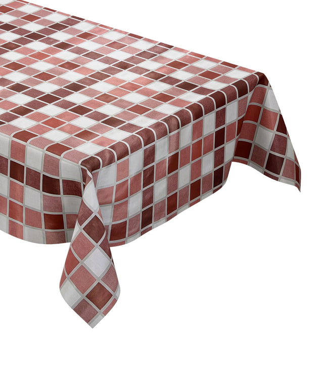 abwaschbare Tischdecke, Wachstuchtischdecke, Wachstuch, eckig rund oval Fliesen Mosaik rot bordeaux dunkelrot 