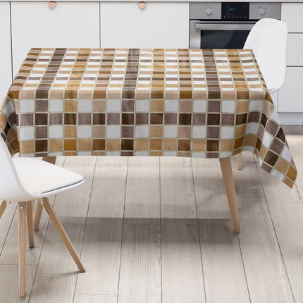 abwaschbare Tischdecke, Wachstuchtischdecke, Wachstuch, eckig rund oval Fliesen Mosaik braun beige