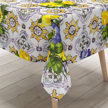 abwaschbare Wachstuchtischdecke kevkus wachstuchshop24 Lavendel Mosaik Fliesen bunte Blumen eckig rund oval kaufen