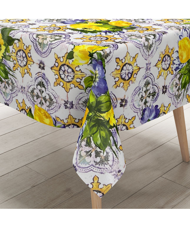 abwaschbare Wachstuchtischdecke kevkus wachstuchshop24 Lavendel Mosaik Fliesen bunte Blumen eckig rund oval kaufen
