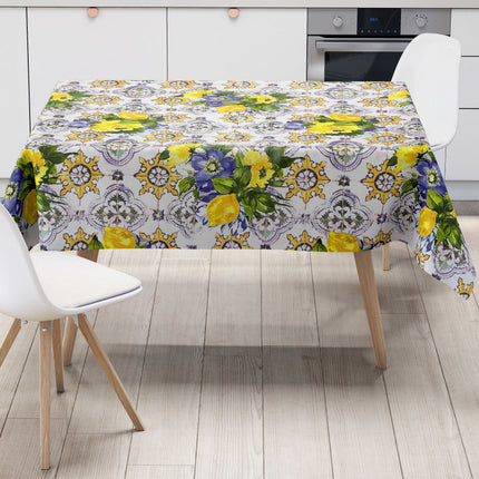 abwaschbare Wachstuchtischdecke kevkus wachstuchshop24 Lavendel Mosaik Fliesen bunte Blumen eckig rund oval kaufen