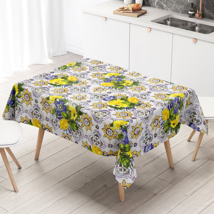 abwaschbare Wachstuchtischdecke kevkus wachstuchshop24 Lavendel Mosaik Fliesen bunte Blumen eckig rund oval kaufen