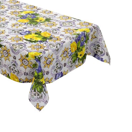 abwaschbare Wachstuchtischdecke kevkus wachstuchshop24 Lavendel Mosaik Fliesen bunte Blumen eckig rund oval kaufen