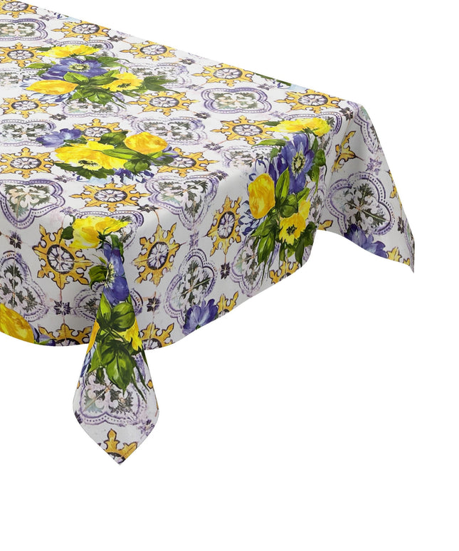 abwaschbare Wachstuchtischdecke kevkus wachstuchshop24 Lavendel Mosaik Fliesen bunte Blumen eckig rund oval kaufen