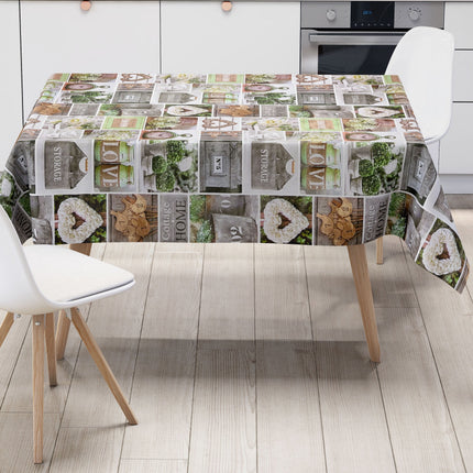 abwaschbare Wachstuchtischdecke kevkus wachstuchshop24 Holz HOME Cottage Rosen Uhr eckig rund oval kaufen