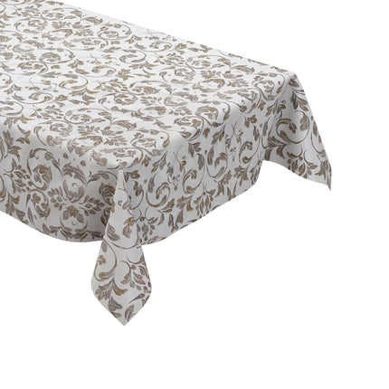 abwaschbare Wachstuch Tischdecke eckig rund oval Barock Ornamente Linien silber