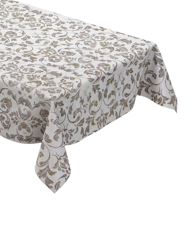 abwaschbare Wachstuch Tischdecke eckig rund oval Barock Ornamente Linien silber
