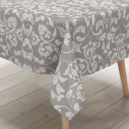 abwaschbare Wachstuch Tischdecke eckig rund oval Barock Ornamente Linien hellgrau