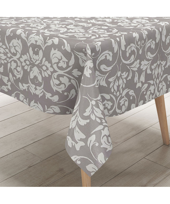 abwaschbare Wachstuch Tischdecke eckig rund oval Barock Ornamente Linien hellgrau