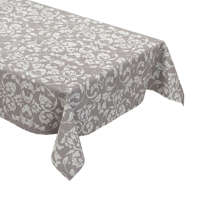 abwaschbare Wachstuch Tischdecke eckig rund oval Barock Ornamente Linien hellgrau